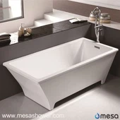 Oregelbunden rektangulär polerad krom Vit Frittstående Badkar