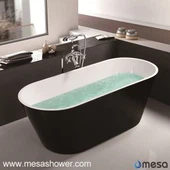 Akryl Fristående Oval Form Deep Soaking Tub-Black Luxury