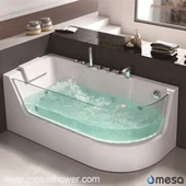 Corner Jetted Whirlpool Massage Acrylic Glass Modern Enkel Design Badkar med billigt pris