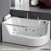 Corner Rektangulär Runda Akrylglas Whirlpool Massage Jetted Hot Sale Bad Badrum Badkar med Kudde